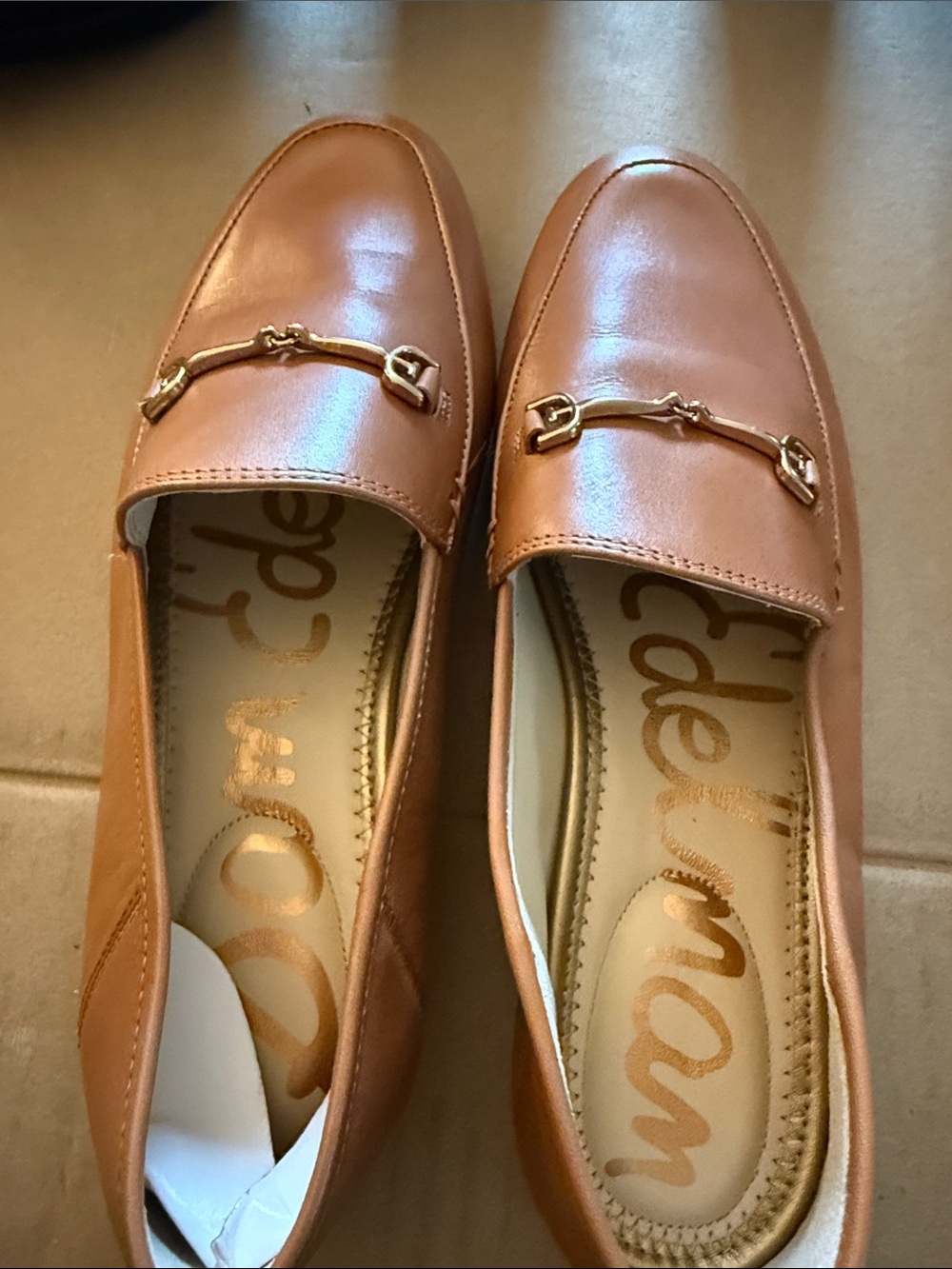 Sam Edelman Tan Leather Bit-Trim Loafers - never worn